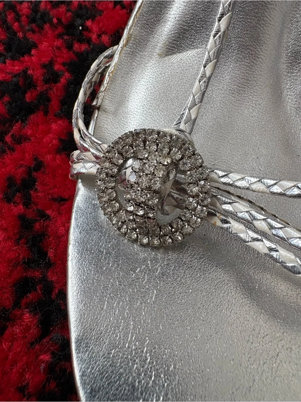 Women’s Silver Rhinestone BIG diamond heels